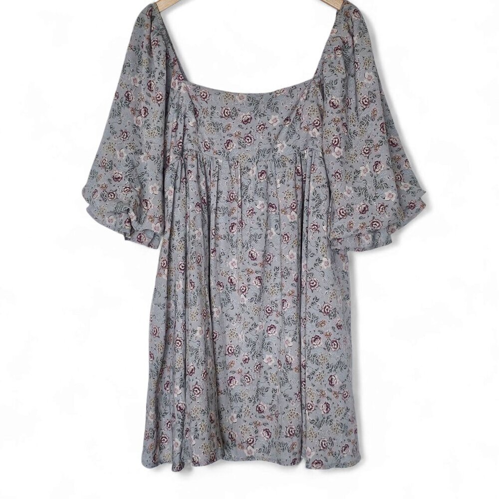 Hudson Floral Babydoll Dress Size L Puff Sleeve Milkmaid Cottagecore Peasant